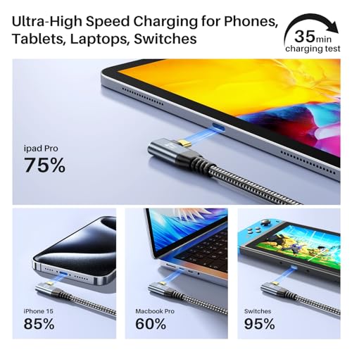 Long USB C Monitor Cable 10FT, 4K@60Hz Video Output 100W PD Charging, 20Gbps Data Transfer, Long USB C 3.2 Gen 2×2 Cable for MacBook, iPad, Dell, LG, ARZOPA, KYY for Portable Monitor – Enhanced Compatibility and Speed