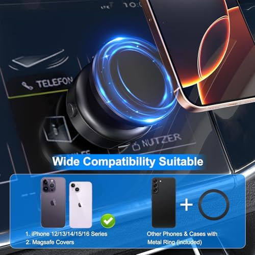Revolutionary 360-Degree Rotatable Magnetic Car Phone Holder – Electric Vacuum Suction Mount for Flat Surfaces, Perfectly Compatible with Mag Safe i Phones, Sleek Silver Design for Ultimate Convenience and Safety on the Road