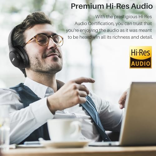 TOZO HT2 Wireless Over-Ear Headphones with Superior Active Noise Cancellation – Immerse in 60-Hour Playtime, Personalized Hi-Res Audio with Custom EQ, and Rich Deep Bass – Luxurious Khaki Design for Home, Office, and Travel Enthusiasts Seeking Unmatched Comfort and Sound Quality