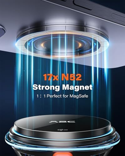 A2 C Qi2 15 W Mag Safe Car Mount Charger – Advanced Magnetic Phone Holder for i Phone 12-16, Fast Wireless Charging with Semiconductor Cooling, LED Status Indicator, Versatile Windshield/Dash Installation & PD Adapter Included – Optimal Convenience for On-the-Go Users