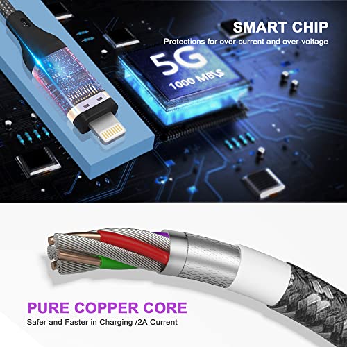 Ultimate 3 in 1 USB Long Charger Cable – 3 M/10 FT Braided Fast Charging Cord with Universal USB C, Micro USB & Lightning Connectors – 6 A Power Delivery for Rapid Device Charging – Durable & Tangle-Free Multi-Device Charging Solution