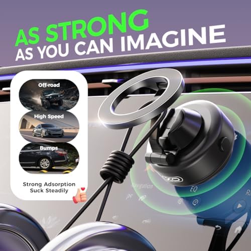 Electric Vacuum Magnetic Suction Phone Holder for Magsafe,360° Adjustable Magnetic Car Phone Mount,Foldable Portable Cell Phone Holder for iPhone 16/15/14/13/12 Series (Not Charge Phone) – Enhanced Compatibility and Speed