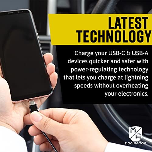 Mob Armor 38 W Dual USB Quick Charge Car Charger – Universal Fast Charging Adapter for USB A & USB C Devices – Compact and Durable Car Phone Charger for Efficient Power on the Go – Ideal for Road Trips and Daily Commuting – Stay Connected with Enhanced Compatibility
