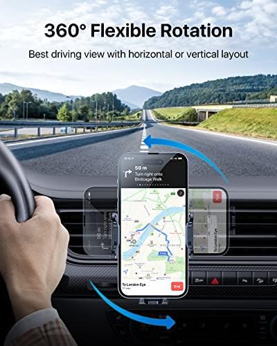 Ultimate Stability and Convenience: andobil Universal Car Phone Holder with 360° Rotation, Ultra-Durable Metal Clip for Air Vent Mounting – Compatible with i Phone 16/15/14/13/12 Pro Max & All Major Android Devices, Enhanced Safety Features for Hands-Free Navigation