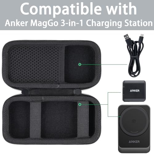 co2 CREA Premium Hard Case for Anker Mag Go 3-in-1 Wireless Charger – Qi2 Certified, 15 W Mag Safe-Compatible Protection, Sleek Black Design for Enhanced Portability and Performance