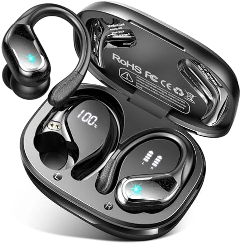 Ultimate Wireless Sport Earbuds with 75-Hour Playtime, Bluetooth 5.4 Connectivity, and IP7 Waterproof Rating – Noise-Canceling Earphones with Deep Bass for Gym, Running, and Outdoor Activities – Enhanced Comfort and Stability for Active Lifestyles