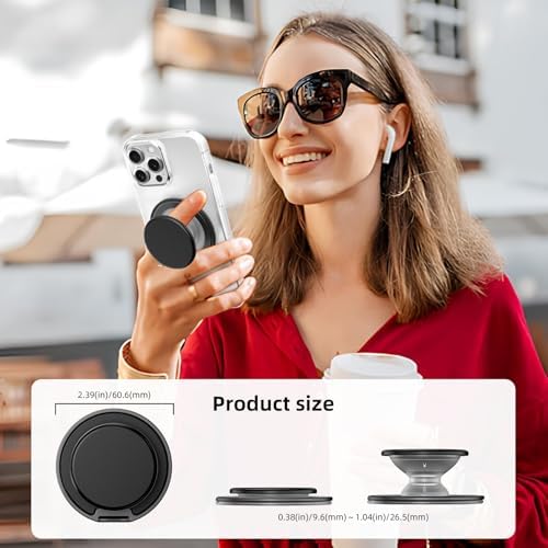 AUROX Magnetic Phone Grip for i Phone 12-16 Series – Transparent White Expandable Holder with Adjustable Kickstand for Secure, Hands-Free Viewing – Ultimate Comfort and Style in Mobile Accessories