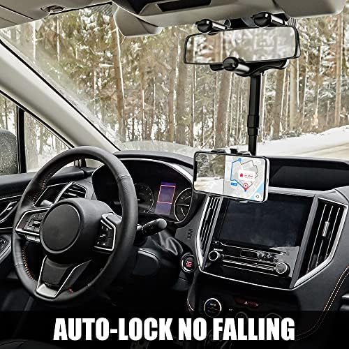 SXhyf Premium Rear View Mirror Phone Holder – 360-Degree Rotatable & Retractable Mount for i Phone & Samsung – Universal Fit for Enhanced Safety & Connectivity – Effortless Installation & Sleek Design for Every Driver