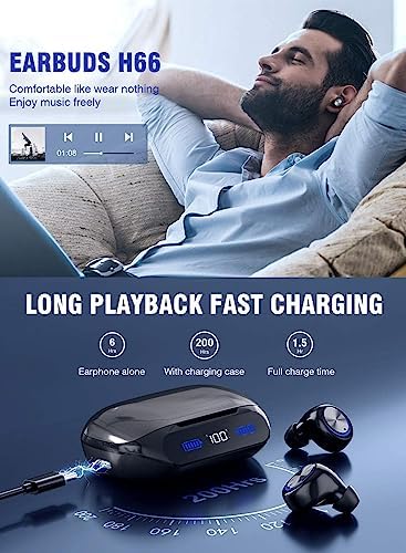 Ultimate Bluetooth Earbuds with 200 Hours Playback – IPX7 Waterproof, Noise-Canceling Design with LED Battery Display – Ergonomic In-Ear Wireless Headphones for Clear Calls & Enhanced Audio, Compatible with Smartphones, Smart TVs, Laptops, Android & i OS Devices