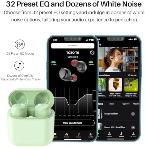 TOZO T6 Bluetooth 5.3 Wireless Earbuds – Immersive Stereo Sound, 50-Hour Playtime, IPX8 Waterproof Design, Customizable EQ via App, Ergonomic Fit – Ideal for Active Lifestyles and Seamless Connectivity