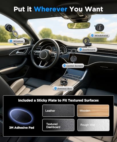 Beeasy for MagSafe Car Mount Upgraded Vacuum Suction Dashboard Phone Holder, 360° Adjustable Foldable Car Mount for iPhone 16e 16 15 14 13 12 Pro Max, Fit for Gym/Smooth Surface, Black – Enhanced Compatibility and Speed