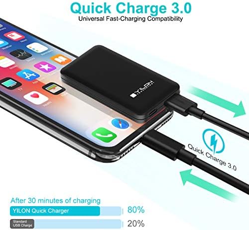 YILON Ultra-Slim 18 W Fast Plug Charger – Portable Dual-Port USB-C & QC3.0 Wall Adapter for Quick Charging i Phone X/11/12 Pro Max, Air Pods, Galaxy, i Pad Pro – Enhanced Safety & Travel Efficiency