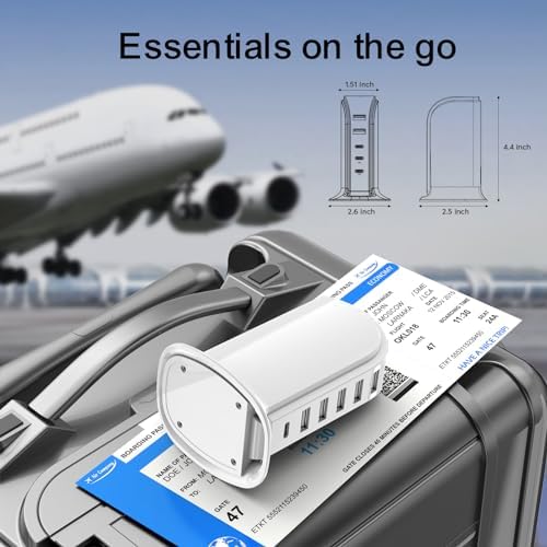 Upoy Multi-Device Charging Station – Stylish USB Tower Hub with 5 USB Ports + 1 Type-C Port for Rapid Charging | Perfect Desk Accessory for Apple, Samsung, and Android Gadgets | Compact Design with Overload Protection for Home and Office Use