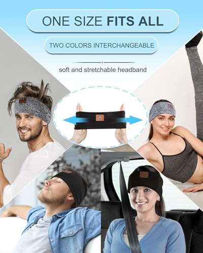 Revolutionary Ultra-Slim Bluetooth Headband Earphones – Dual-Pack for Exceptional Comfort During Sleep, Meditation, and Active Lifestyles – Premium HD Stereo Sound Engineered for Insomnia Relief – Chic Black & Grey Aesthetic with Advanced Bluetooth Connectivity for Seamless Multi-Device Use