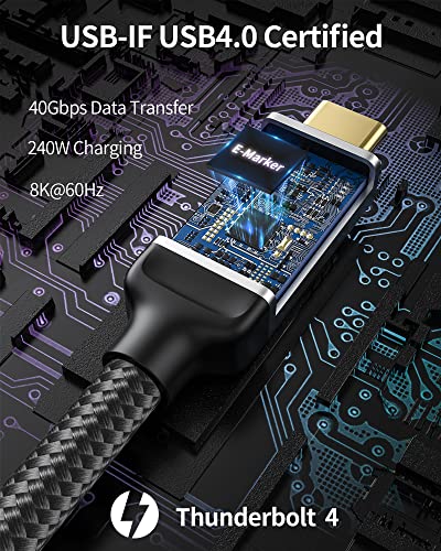 Silkland USB4 Thunderbolt 4 Cable – Ultra-Fast 40 Gbps Data Transfer, 240 W Rapid Charging, 8 K@60 Hz Video Output, 1 FT Compact Design – Perfect for i Phone 16, Mac Book, e GPU, and More – Unmatched Performance for Modern Connectivity