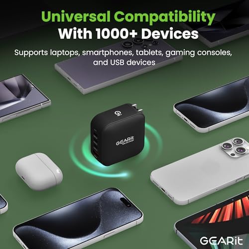 100 W Ga N USB-C Power Adapter – High-Efficiency Multi-Port Charger Hub with 4 PD 3.0 Outputs for Rapid Charging of Laptops, Smartphones, and Tablets – Compact Travel-Friendly Design Ideal for Apple, Samsung, Dell, Mac Book Pro/Air, i Phone, i Pad, and Google Pixel – Ultimate Power Solution for Home and On-the-Go