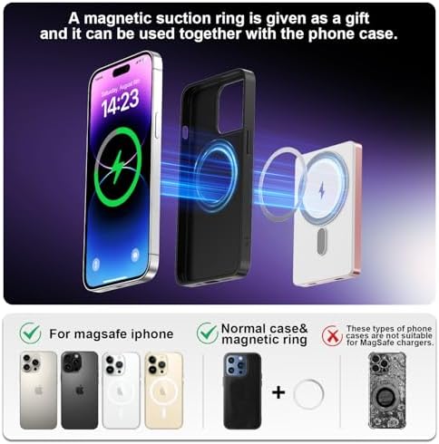 Sleek Pink Magnetic Power Bank – 5000 m Ah Wireless Charger for i Phone 12-16, Samsung & Google Devices – Travel-Ready Battery Pack with USB-C Cable – Elegant Gift Option for Women and Moms – Rapid Charging Convenience and Enhanced Device Compatibility