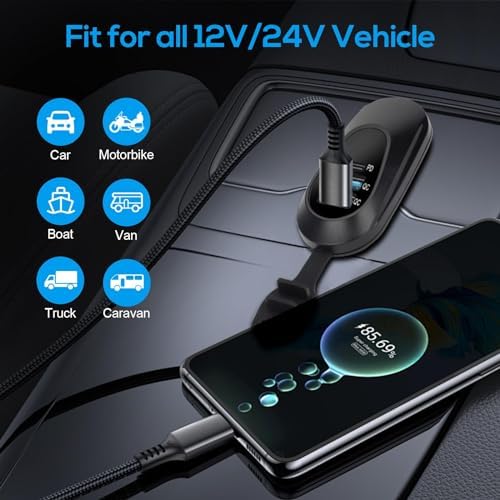 Linkstyle Dual USB Car Charging Socket (2 PCS) – 18 W QC3.0 & 20 W PD3.0 Type-C Adapter for 12 V/24 V Vehicles & Marine Use – Fast Charging Solution for Smartphones, Tablets & GPS Devices – Compact, Durable, and Reliable Power Accessory