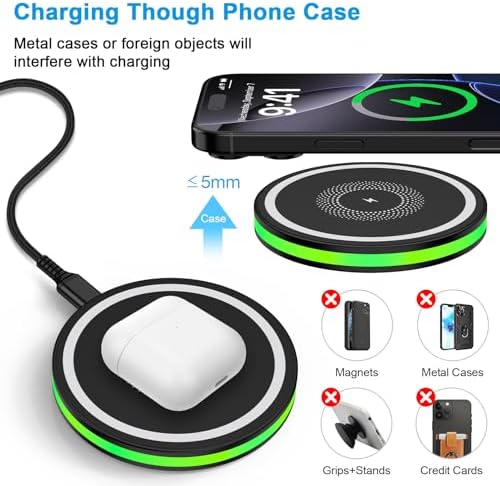 15 W Fast Wireless Charger Pad for Samsung Galaxy S25 Series & Google Pixel 9 – Ultra-Fast Charging with QC3.0 Adapter, LED Status Indicator, and Multi-Device Compatibility – Rapid Charge Your Phone in 2.8 Hours, Safe & Case-Friendly Design for Everyday Use