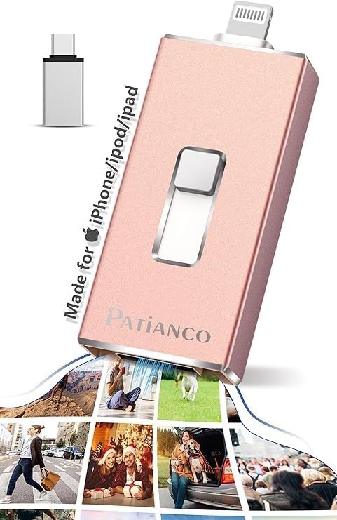 Patianco 512 GB MFi Certified USB Flash Drive for i Phone/i Pad – Lightning Connector & USB 3.0 – Ultra-Fast 100/625 MB/s Transfer Speeds – Portable, High-Capacity Photo Stick in Eye-Catching Blue – Effortless Backup & Storage Solution for Apple Users
