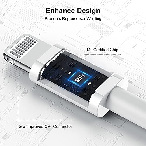6-Foot Apple MFi Certified Charging Cable – 3 Pack Lightning to USB Cords for Fast Charging i Phone 14/13/12/11/XS/XR/i Pad – Durable Design with Extended Reach for Effortless Device Use – High-Speed, Reliable Connection for Home, Office, and Travel