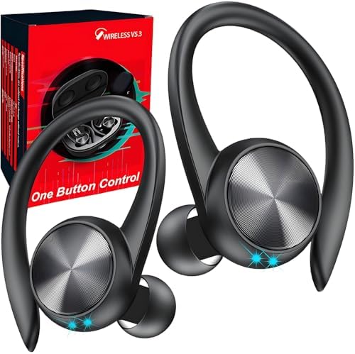 Elevate Your Audio Experience with Game Xtrem Bluetooth 5.3 Wireless Earbuds – Unmatched 60-Hour Battery Life, Deep Bass Sound for Total Immersion, and IPX7 Waterproof Design – Tailored for Active Lifestyles with Secure Over-Ear Hooks for Ultimate Stability and Enhanced ENC Microphone for Clear Calls – Ideal for Fitness Enthusiasts, Runners, and Daily Use.