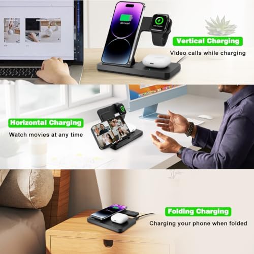 3-in-1 Fast Wireless Charging Station for i Phone 8-16, Apple Watch Series 2-10/Ultra/SE & Air Pods Pro – Sleek Multi-Device Charger for Home and Office, Tangle-Free Power Solution with Enhanced Safety Features