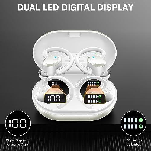 Premium Bluetooth 5.3 Wireless Earbuds – IP7 Waterproof Sport Headphones with 48-Hour Battery Life, Noise-Cancelling Mic, and 3 D Hi-Fi Stereo for Ultimate Workout Performance – Perfect for Running and Gym Enthusiasts
