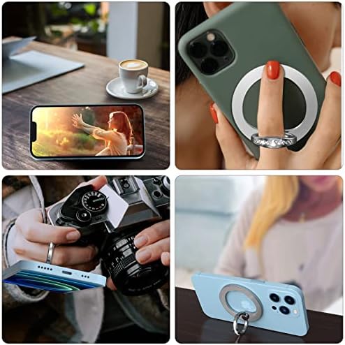 Premium AUROX Magnetic Phone Ring Holder for i Phone 16/15/14/13/12 – Ultra-Strong Aluminum Alloy Grip with N52 Magnets, 360° Rotatable & 180° Flip Design, Versatile Stand for Secure One-Handed Use, Effortless Wireless Charging Compatibility, Ideal for Magsafe Users – Silver Finish for Enhanced Style and Functionality