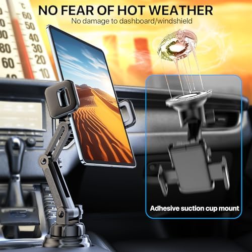 Miracase Adjustable Long Neck Car Cup Phone Holder – Upgraded Universal Smartphone Mount for i Phone, Samsung, and Google – Stylish Pink Design for Enhanced Stability and Easy Access to Navigation and Music – Perfect Vehicle Accessory for Safe Hands-Free Driving