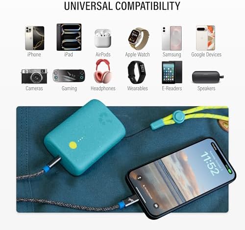 Ultimate Champ 10,000 m Ah Portable Charger – Dual USB-C Power Bank with 20 W Fast Charging for i Phone, Laptops, Tablets & More – Travel Essential with Included Cable for Enhanced Device Compatibility and Performance