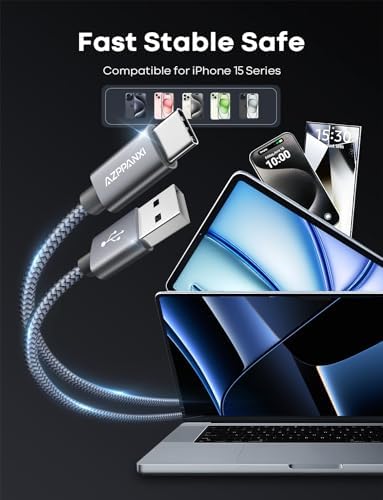 Elevate Your Charging Game with Our 20 Ft USB C Cable – Fast Charging & Data Sync for i Phone 15 Pro Max, Samsung Galaxy & More – Sturdy Double Braided Nylon Design for Ultimate Durability – Perfect for Home, Office, and Travel Needs