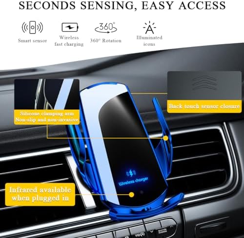 15 W Fast Charging Wireless Car Charger Mount – Universal Air Vent Phone Holder with Smart Sensor Technology for Quick Power-Ups, Sleek Silver Design, Enhanced Compatibility for Most Smartphones – Ideal Automotive Accessory for Safe, Hands-Free Navigation