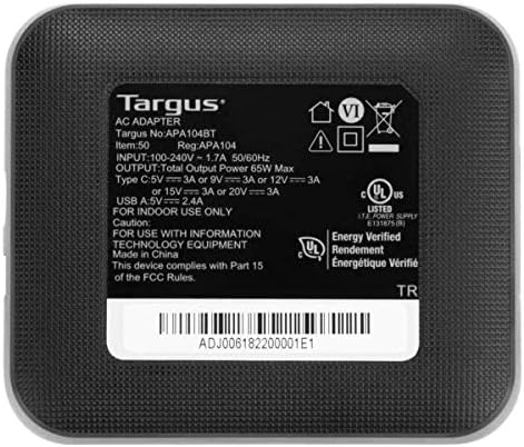 Targus 65 W USB-C/USB-A Power Charger – Ultra-Fast Charging for Laptops, Phones & Tablets with Power Delivery & Quick Charge™ Technology – Compact, Dual Device Compatibility & Enhanced Safety Features for On-the-Go Professionals