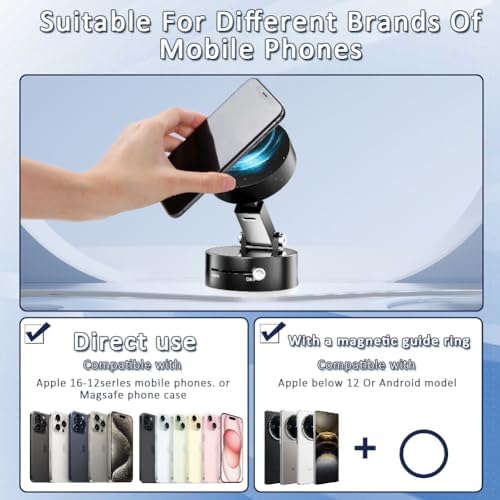 zxbaers Vacuum Magnetic Phone Holder for Car,Upgraded Magnetic Suction Phone Mount,Foldable and Adjustable Vacuum Phone Stand for All Phone and Smooth Surface – Enhanced Compatibility and Speed