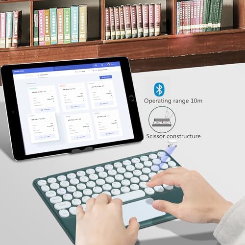 Portable Wireless Bluetooth Keyboard with Touchpad – 10-Inch Rechargeable Slim Design for i Pad Pro, Air, Mini & More | Stylish Purple Finish for Enhanced Productivity on i OS, Android & Windows Devices