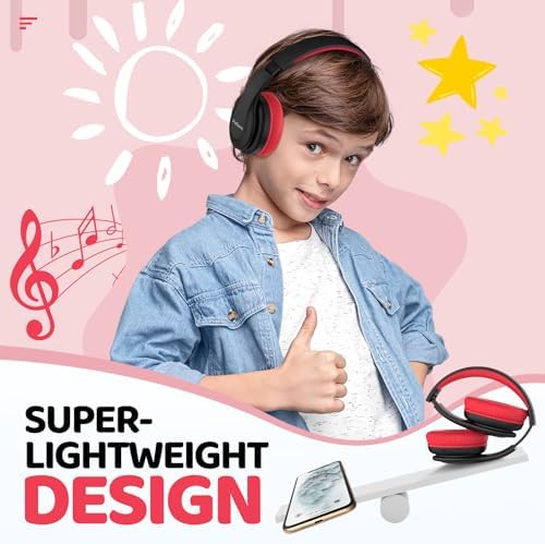 Kids Safe Sound Bluetooth Headphones – Lightweight Over-Ear Design with Volume Limiting (85/94 d B), 60-Hour Battery Life & Bluetooth 5.3, Built-in Microphone, Cozy Fit in Vibrant Blue – Ideal for Music, Audiobooks & Playtime with Enhanced Hearing Protection