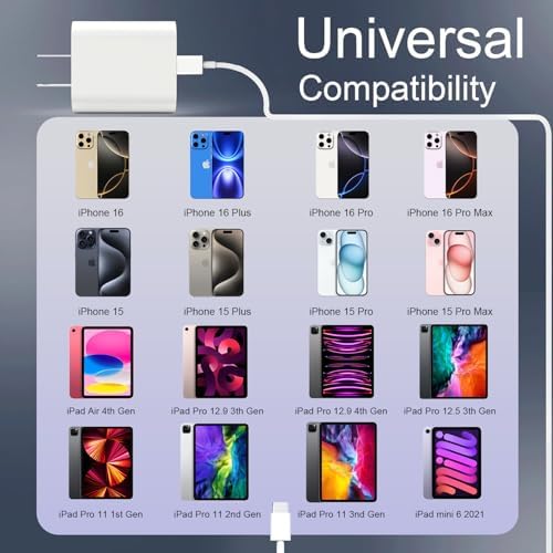 Revitalize Your Charging Experience with the i Phone 16 Fast Charging Duo: 2-Pack 20 W USB-C Wall Chargers & 10 FT C-to-C Cables for Ultimate Flexibility and Compatibility with i Phone 16 Series and More – Durable, MFi Certified, Perfect for On-the-Go Power Needs