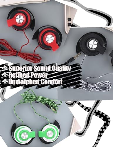 Vibrant Pink Over-Ear Kids Earbuds with Secure Earhooks – Perfectly Designed Audio Companion for Ages 3-8, Ideal for School, Home, and On-the-Go Listening with Universal 3.5 mm Compatibility for Phones and PCs