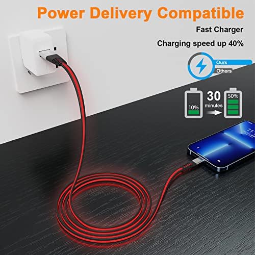 Illuminate Your Charging Experience: MFi Certified 6 ft LED Light Up Lightning Cable for i Phone 14/13/12/11/11 Pro/Max/XS/XR/X/6/7/8 – Fast Charging & High-Speed Data Sync in Vibrant Purple – Optimal Durability & Enhanced Compatibility for Effortless Connectivity