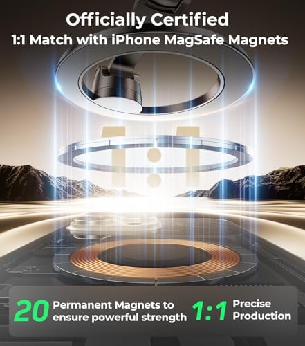 Revolutionary Qi2 Mag Safe Car Mount for i Phone 16 Pro Max – 2-in-1 Dashboard & Air Vent Holder with Strong Adhesive, Heat-Resistant Design, 360° Rotational Capability & Magnetic Convenience for Enhanced Driving Safety and Seamless Access to Navigation & Music