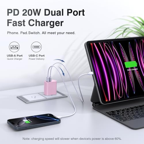 LCGENS 20 W Dual Port USB C Wall Charger Block – 2-Pack Fast Charging Power Adapter for i Phone 11/12/13/14/15/16 Pro Max, i Pad Pro, Samsung Galaxy – Portable and Efficient Charging Solution for Multiple Devices