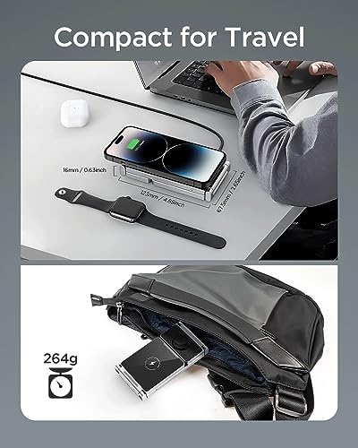 Hohosb Foldable 3-in-1 Magnetic Wireless Charger Station – Premium Zinc Alloy Design for i Phone 15/14/13/12, Air Pods Pro/3/2, and Apple Watch – Mag Safe Compatible, Fast Charging, and Travel-Friendly Solution for All Your Devices (Blue)
