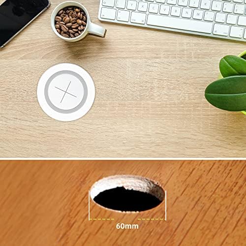 Sleek Wireless Charging Pad for Desk by JE Make IT Simple – Fast Qi-Enabled Charger for i Phone 16/15/14/13/12, Samsung, and Air Pods – Grommet Design for Clutter-Free Workspaces with Overcharge Protection and Elegant Black Finish
