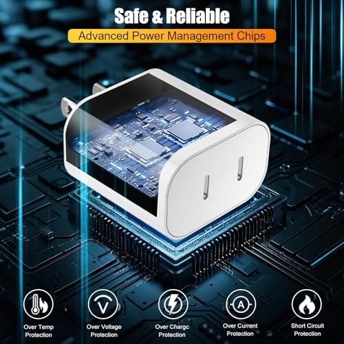 Ultra-Fast Dual Port USB-C i Phone Charger with 10 FT Quick Lightning Cables – High-Efficiency Charging Block for i Phone 14 Pro Max, 13 Pro, 12, 11, XS, XR, 8, SE – Ideal for Home and Travel, 2-Pack for Maximum Convenience and Speed