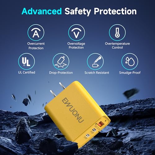 Elevate Your Charging Game with the EWUONU 45 W USB-C Wall Charger – Ultra-Fast Power Delivery & Quick Charge 3.0 Adapter Featuring 3 Ports and 3.3 ft Cable for i Phone 15/15 Pro/Pro Max, i Pad Air 6/5/4, Galaxy S24/S23/S22, Google Pixel – Optimal Efficiency for Travel and Home Charging Needs