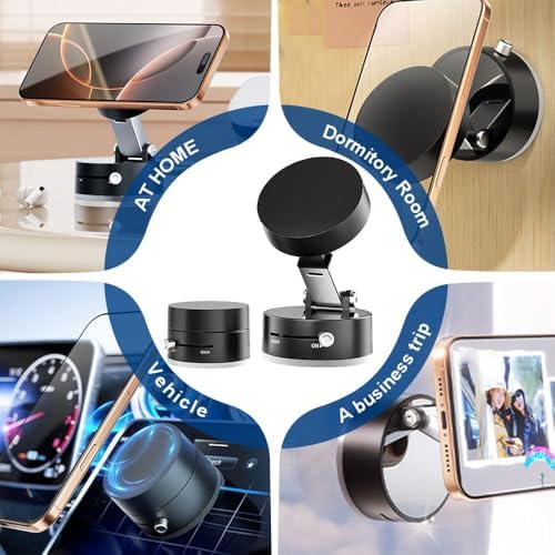 Woolcar Vacuum Suction Magnetic Car Phone Holder Mount, Strong Suction Cup Magnetic Car Phone Holder for iPhone, for Samsung, All Smartphones & All Car Models (2Pcs,Black) – Enhanced Compatibility and Speed