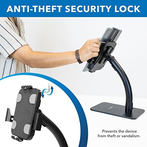 Secure and Engage with Mount-It! Anti-Theft Tablet Kiosk Countertop Stand | Universal Tablet Holder for 7.9″ to 11″ Devices | Durable Retail Display Solution with Adjustable Viewing Angles | Ideal for i Pads and Samsung Tablets | Sleek Black Finish for Enhanced Store Aesthetics