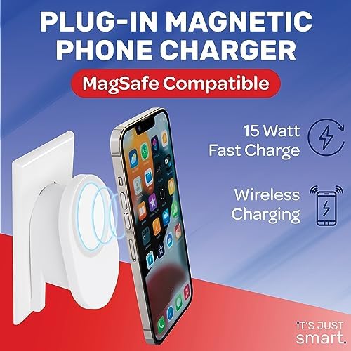Magnetic 15 W Wireless Charger: High-Speed Qi-Enabled Wall Mount for i Phone 15-11, Samsung Galaxy S24-S20, and Google Pixel – Effortless Charging Convenience with Enhanced Compatibility and Sleek Design