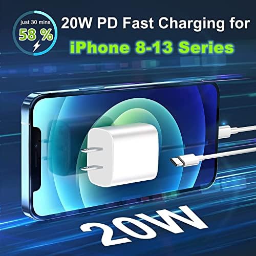 Rapid Charge i Phone Power Adapter – 20 W USB-C Wall Charger with 6 FT Lightning Cable, Optimized for i Phone 14 Pro Max/13 Mini/12/11/XS/Max/XR/X/8 Plus/SE and i Pad – Unmatched Speed and Versatility for On-the-Go Charging Solutions